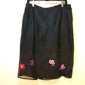 Ann Taylor Embroidered Flower Floral Skirt